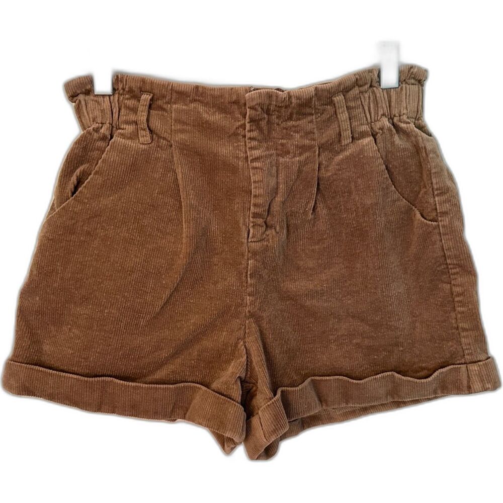 Cider Courderouy Paperbag Cuffed Tan Fall Rolled High Shorts Women's Sz Medium